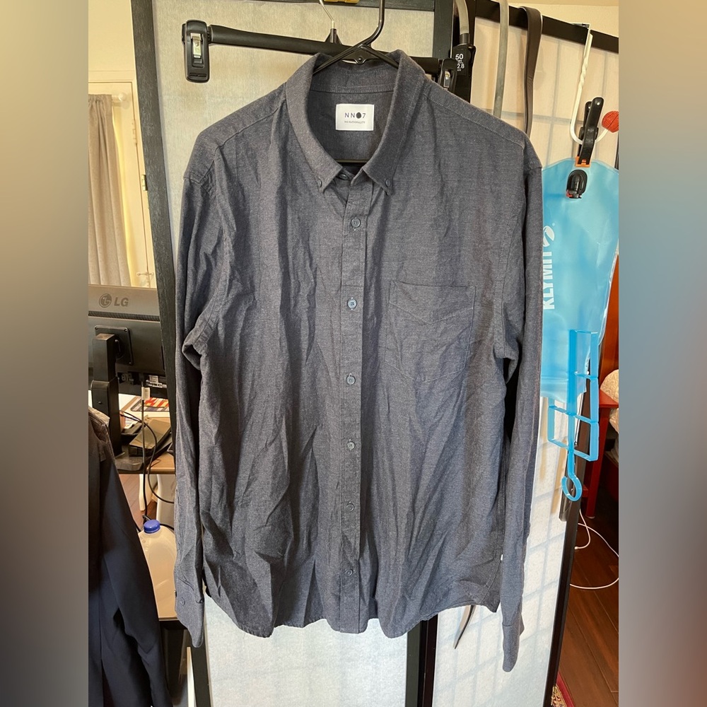 No Nationality NWT NN. 07 Casual Button Down Shirt Indigo Dark Blue Size 2XL XXL